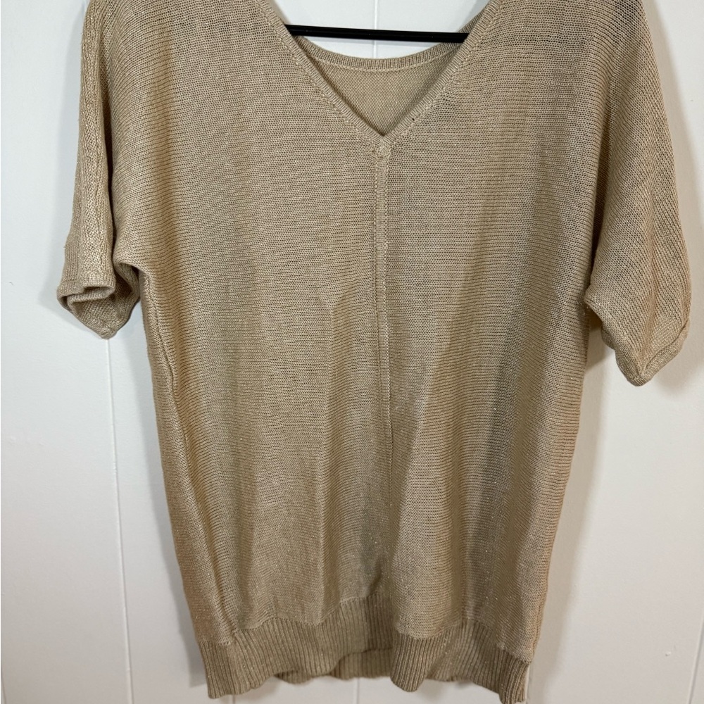 Talbots Beige V-Neck Knit Sweater